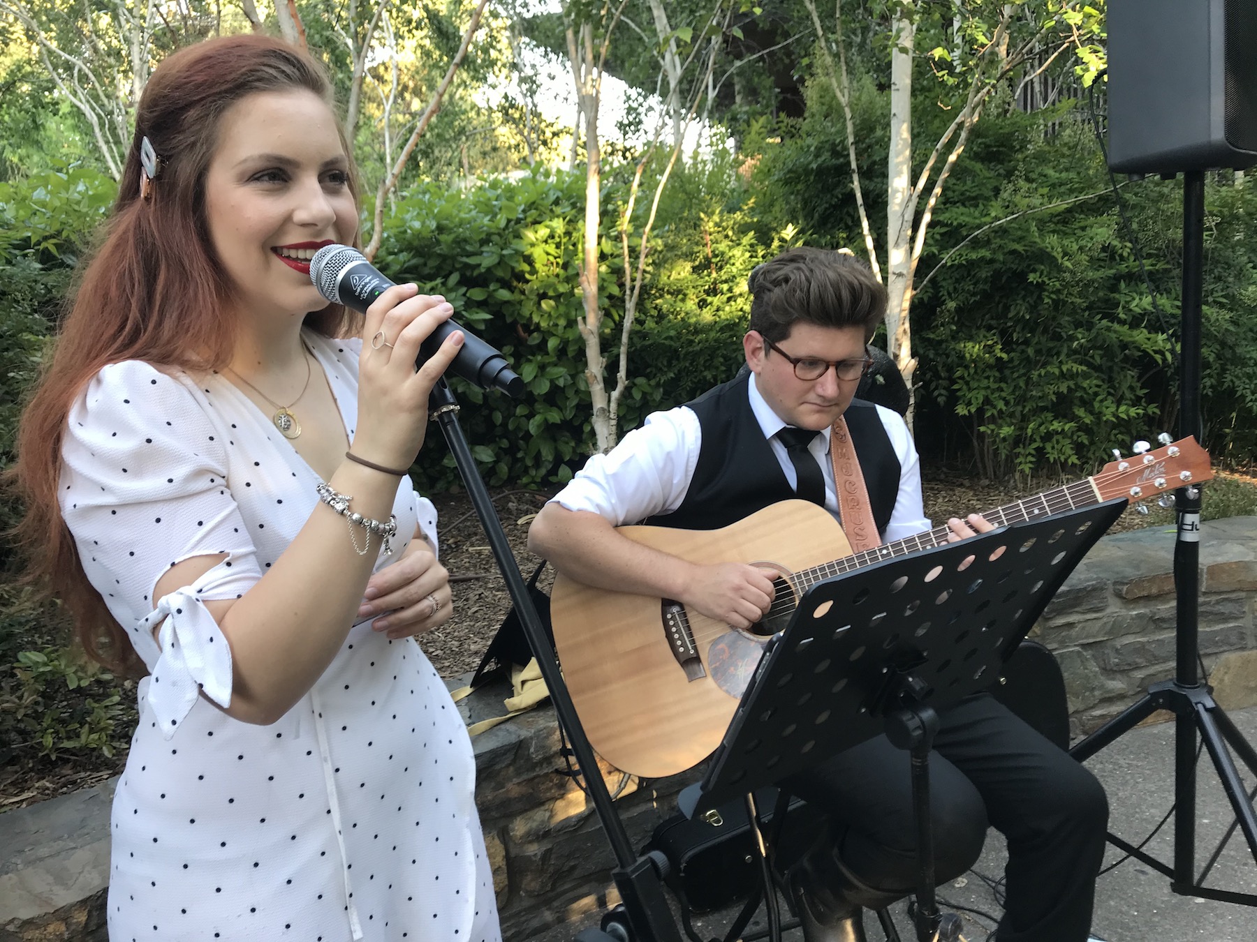 Marly Cruse and Eliza Dickson of Cruse Entertainment performing as an acoustic duo at a corporate event at the Adelaide Zoo in South Australia
