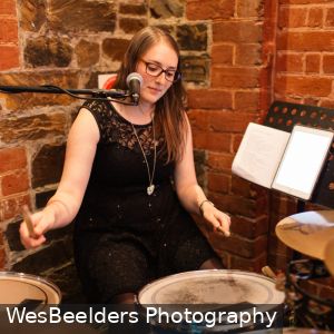 Natalie Cruse playing drums for wedding reception at Osmond Terrace Function Centre South Australia on 29th October 2016 as part of Cruse Entertainment