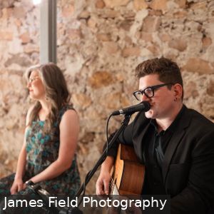 Marly Cruse and Katie Fielder from Cruse Entertainment performing acoustic music at a wedding at Howard Vineyard in Adelaide South Australia